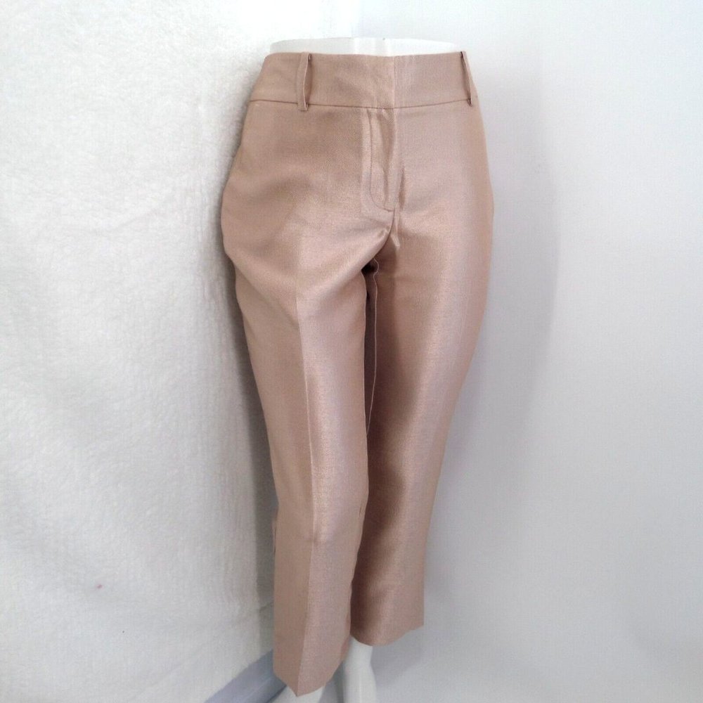"ANN TAYLOR" ROSE GOLD SIGNATURE ANKLE LENGTH METALLIC PANTS SIZE: 8 NWT